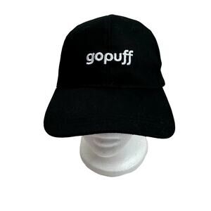 GO PUFF Black with White Embroidery Adjustable Cap Hat One Size Adult
